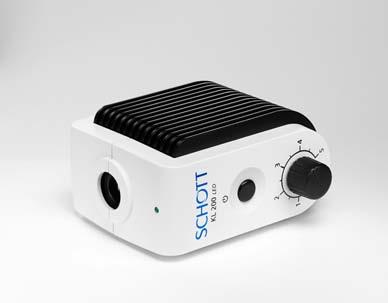 SCHOTT KL Series Illumination for Stereo Microscopy KL 300 LED LED light source with single LED light engine brightness equivalent to 30 W halogene light sources usable as standalone or mounted at