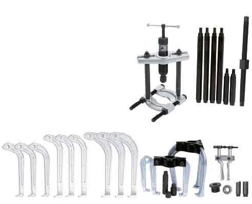Hydraulic Internal Extractor, Puller & Separator Kits 155700 Hydraulic Internal Extractor, Puller & Separator Kit Makes 10 different twin/triple leg pullers, plus bearing separator kit and internal