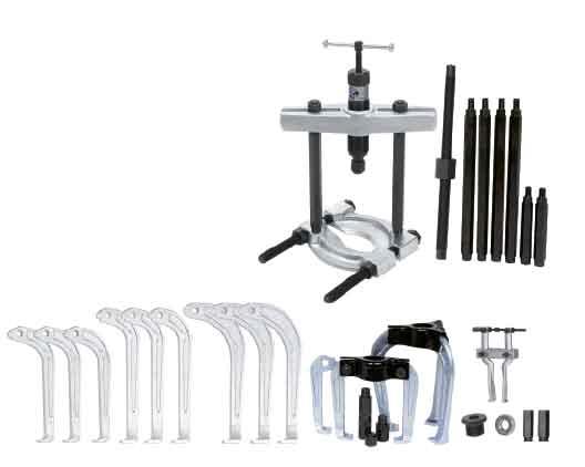 Hydraulic Internal Extractor, Puller & Separator Kits 155800 Hydraulic Internal Extractor, Puller & Separator Kit Makes 10 different twin/triple leg pullers, plus heavy duty bearing separator kit and