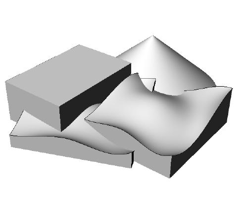 boolean ed together. RhinoCAM simply sees the geometry you have in your model as if it is looking from directly above.