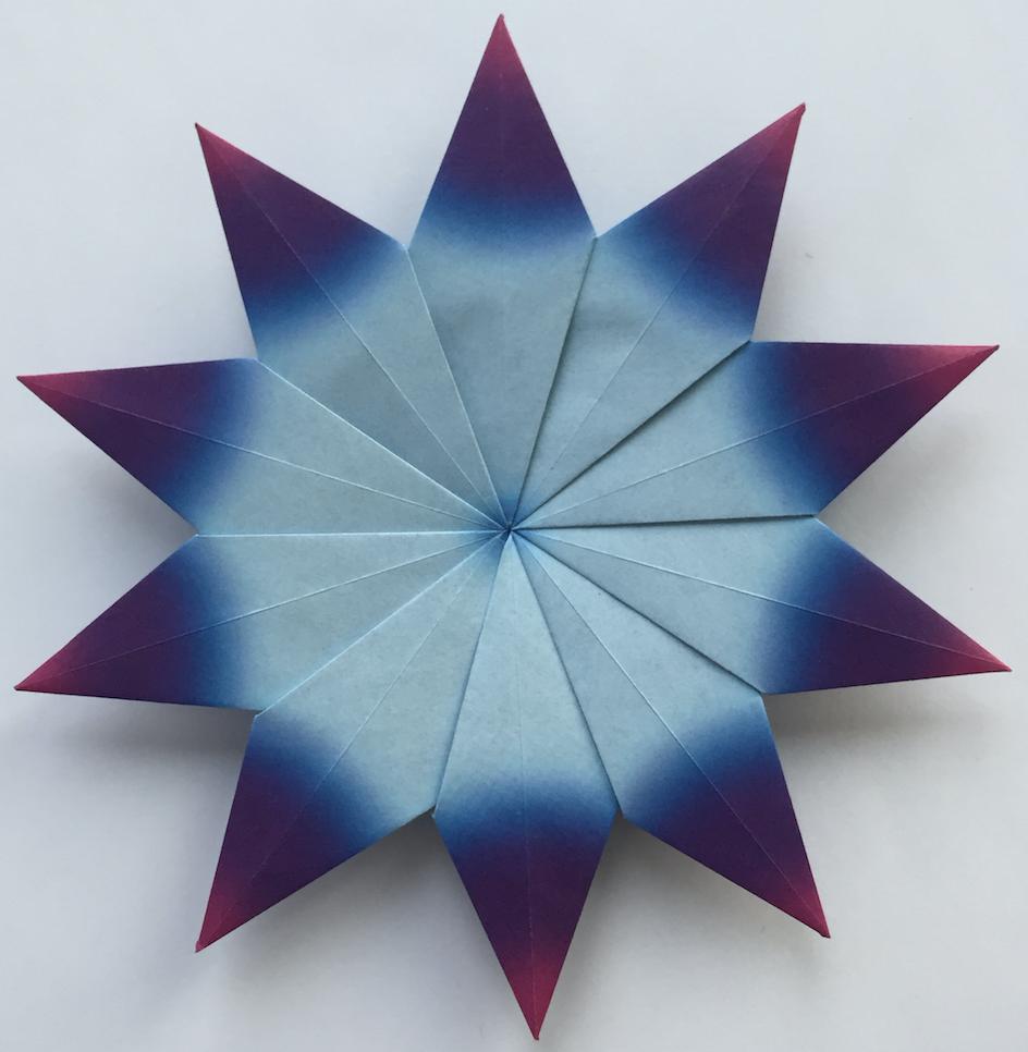 Pentagonal paper may be folded to form a five-point star, and hexagonal paper may be folded to form a six-point star.