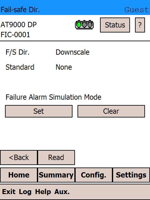 Appendix-A Yamatake Corporation 4.18: Checking the Fail-safe Direction This screen shows the output behavior if a critical failure occurs. Upscale: Output at upper limit.