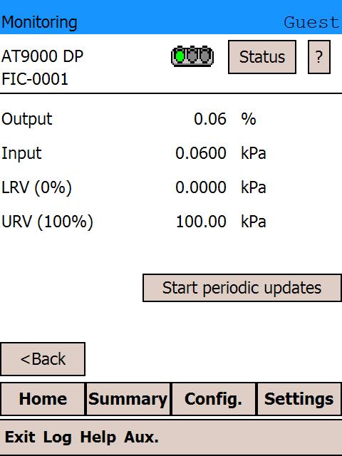 Appendix-A Yamatake Corporation 4.21: Monitoring This screen displays the following parameters: Output Input LRV (0%) URV(100%) Periodically updated Output and Input values can also be displayed.