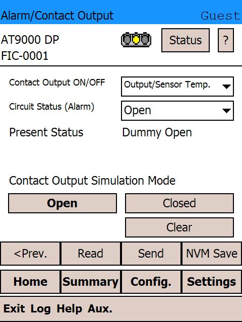 Appendix-A Yamatake Corporation (9) The device is now in Contact Output Simulation Mode, and the traffic light icon changes to yellow.