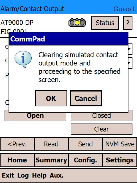 Yamatake Corporation Appendix-A (11) If you try to move from the Alarm/Contact Output screen to another screen without first clearing the Contact Output Simulation Mode, the confirmation message