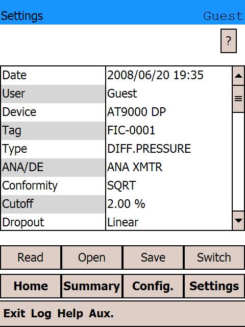 Appendix-A Yamatake Corporation (7) Tap [Switch] to switch to a screen that displays only the current values. Tap [Read] to reread and redisplay the data.