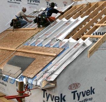TM DuPont Tyvek TM AtticWrap Revealed The sealed attic vented roof system uses DuPont TM Tyvek AtticWrap TM airtight membrane to establish an air barrier beneath the roof sheathing.