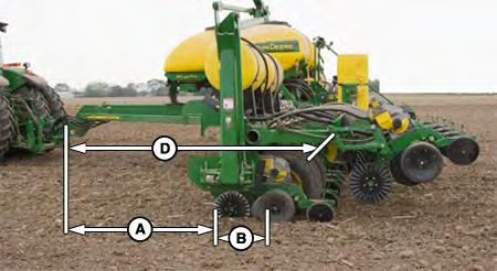 Planter A or 1) Connection Point to first ground contact point. B or 2) First ground contact point to seed drop point.