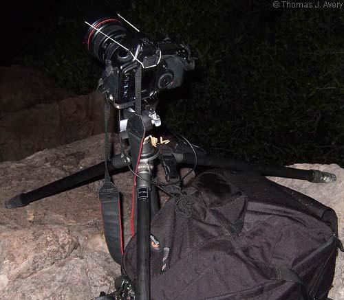 Page 20 of 32 Set up for a night shot (bubble level not pictured) If it s windy, then use a very sturdy tripod or position your tripod low to the ground. Weigh it down with a rock or your camera bag.