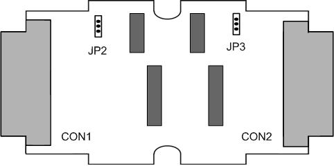 Figure7. JP2 and JP3 positions The following connection statuses present the condition if the terminal resistor is enabled (default) or disabled.