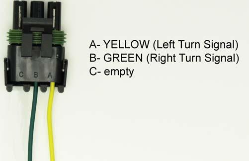 connector: Yellow/left turn to PIN A, Green/left turn to PIN B, PIN C will remain empty Now that both