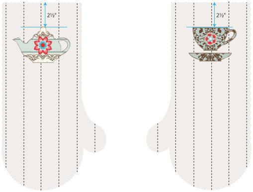 2. For detailed step-by-step instructions, and options, for stitching your appliqués, see our Tea Time Apron tutorial.