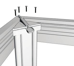 posts (P1) to each corner of the structure using hardware shown in