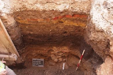 2) Excavation process: Setting of archaeological statements for a building site before starting an excavation.