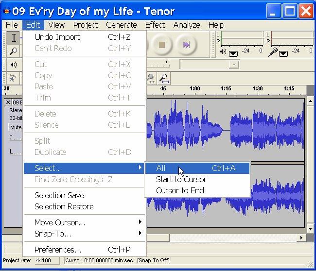 Changing the Speed of Playback Without Changing the Pitch Open Audacity Select File, Open, and navigate to the song on your