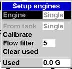 Normally select Auto. Num engines Set the number of engines, or select 0 to disable the fuel functions. If there are two engines they are called port and starboard.