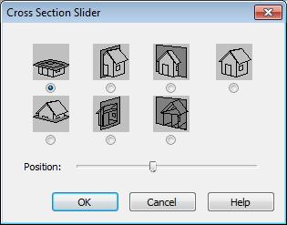 Working in Cross Section/Elevation Views To view our kitchen using the Cross Section Slider and Final View 1. In floor plan view, click Fill Window. 2.