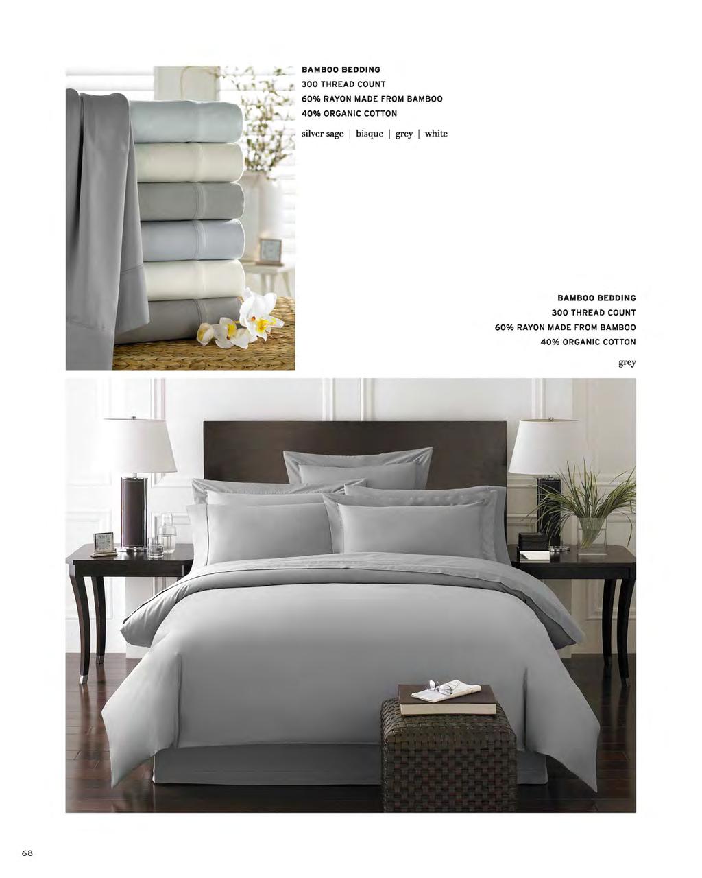 BAMBOO BEDDING 300THREADCOUNT 60% RAYON MADE FROM BAMBOO 40% ORGANIC COTTON silver sage I bisque I
