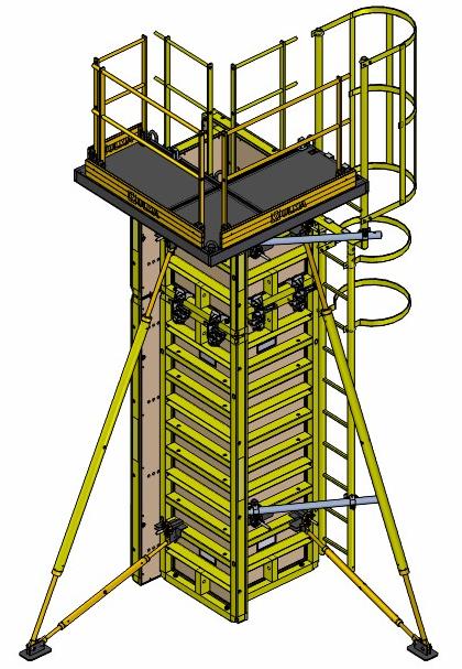 Column working platform can be built by Universal Column platform, which is fixed to the forwork guarantee a safety lifting of complete set. 3.9.