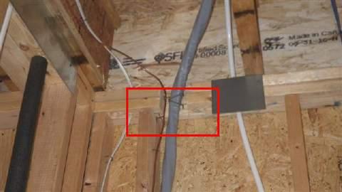 (3) A structural plate is required on the 1st floor where a large bored hole was made in the top plate for