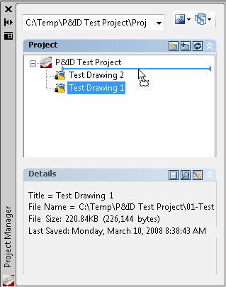 Advanced Tasks Configure the P&ID Drawing Environment 67 In the Project Manager, the new drawings are added to the project. You are ready to start editing properties for the project you just created.