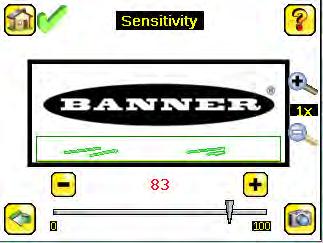 Use the slider on the bottom of the screen to adjust the sensitivity watching as the sensor detects more or fewer edges. Adjust the Edge Length Range.