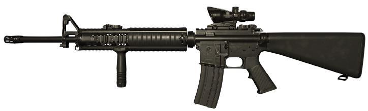 3. M16A1 High shoot rate, long distance, reliable, optic sight, and very