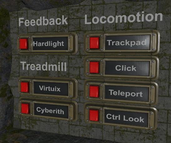 Game Settings: Feedback and Locomotion + IO Modes Feedback-Hardlight Will be activated when hardlight feedback costume is connected. Right now it is disabled and placeholder.