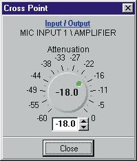 Note: The microphones routed to the power amplifier have 18dB of attenuation. This prevents feedback and can be used to adjust the sound reinforcment level.
