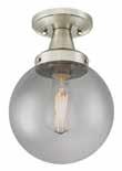 1 Light Semi-Flush with Smoke Grey Glass Globe Height: 11.