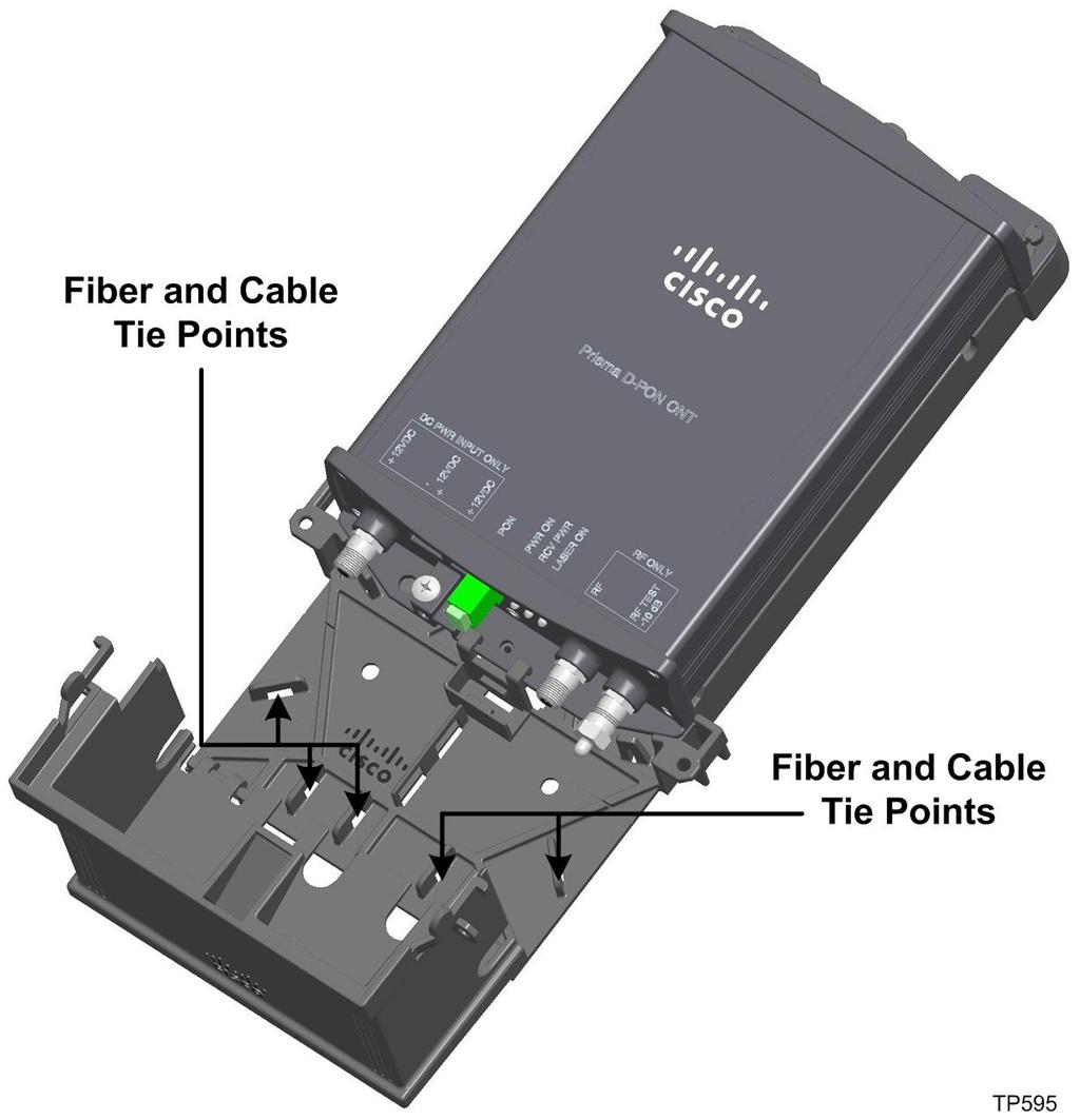 Mounting the D-PON ONT With Fiber Tray To Route the Fiber Complete the following steps to route the fiber in the fiber tray.