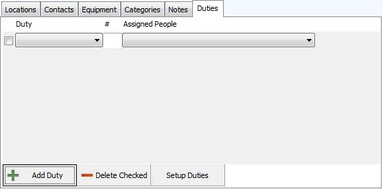 Chapter 2 - Events Click the + Add Duty buttn t select duties fr this event. Select the Duty t be added frm the drpdwn.