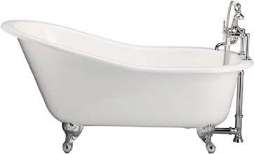 Marshall Double Slipper Tub CTDSH Cast iron L 71" W 30 1 2" H 30" White Shown with brushed nickel tub filler/hand shower