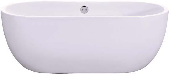 2" H 23" White Chloe Double Roll Top Tub with Wrought Iron