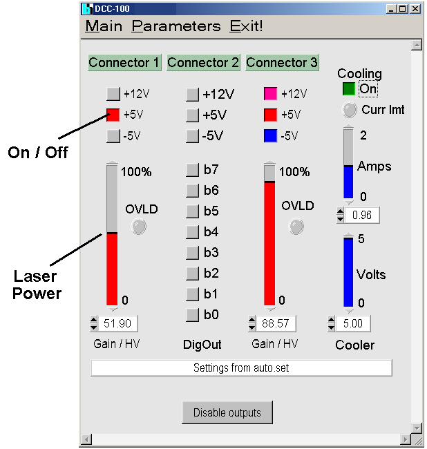Application Examples Controlling the BDS s from a DCC-100 Card The BDS series lasers can be controlled via the bh DCC-100 detector / laser controller card.
