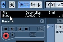 Event operations 5. Notice that our audio event now says Bass. In this section we ll learn how to edit events or parts.