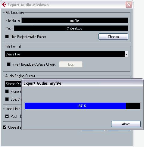 The Export Audio Mixdown window will also close after export. 10. When you are done making all the settings, click the Export button. 4. File Name is for naming the file for export.