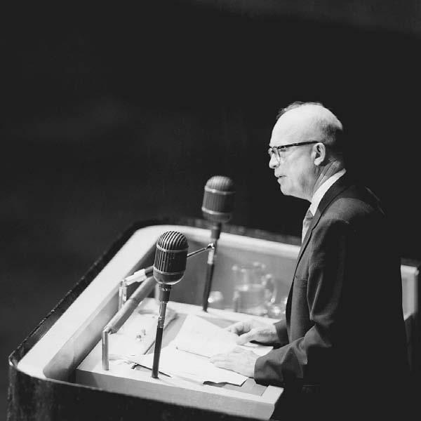 President Dwight D. Eisenhower, presenting his Atoms for Peace speech to the United Nations in 1953. Reproduced by permission of the Corbis Corporation.