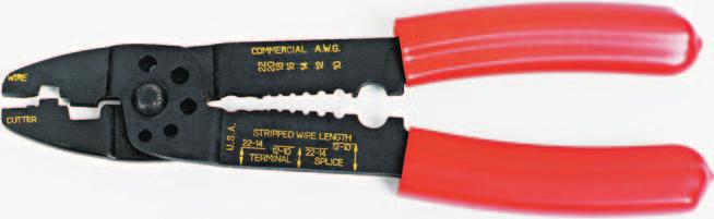 5 IN MULTI-PURPOSE PLIERS Strips 0-22 AWG - American Wire Gauge. Crimps insulated and non-insulated terminals for 0-22 AWG wire. Crimps non-insulated 7mm and 8mm auto ignition wire.