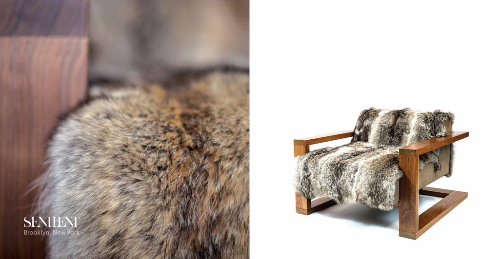 Caribou Lounge An original design statement from SENTIENT combining luxurious fur with American black walnut.