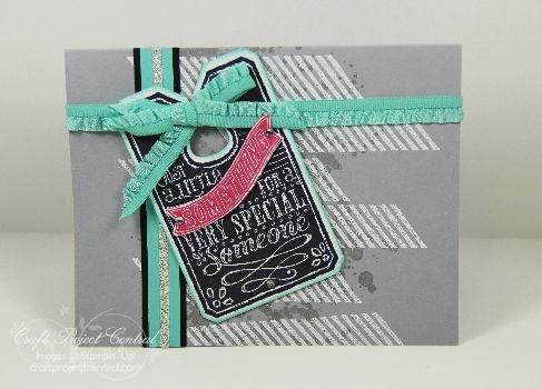 Use the Chalk Talk Framelits and the Big Shot to cut out the shape. Then sponge around the outside of the tag with Coastal Cabana ink and a Stamping Sponge.