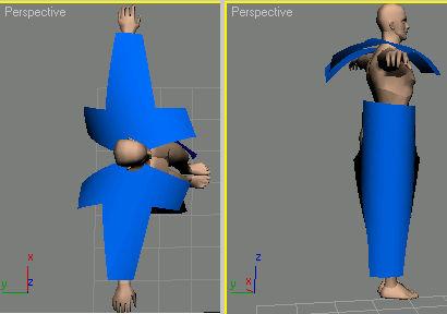 7 Virtual simulation of the interaction between body and garment (3ds Max scene).