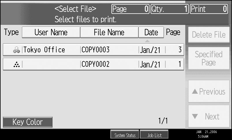 Relationship between Document Server and Other Functions Note All the stored documents may not be displayed depending on the security function specified.