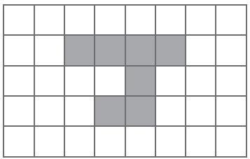 (b) On the grid below, shade in three more squares so