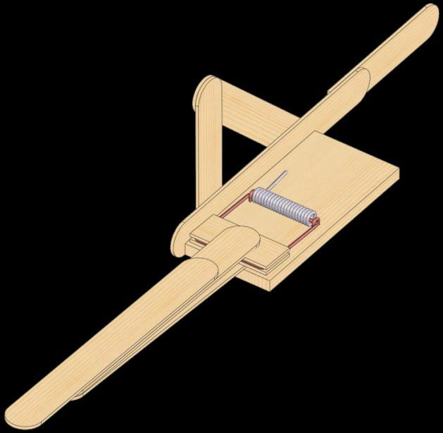 Lay a jumbo popsicle stick on the template, then attach the vertical, rear, and base supports as shown.