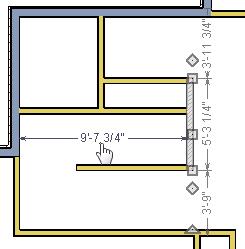 Draw a horizontal Manual Dimension inside this new room, then use it to move the vertical interior wall 9 7 3/4 from the opposing exterior wall. To change a wall s type 1.