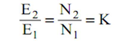 Voltage Transformation Ratio (K) From the above equations of induced emf, we have, The constant K is called voltage transformation ratio. Thus if K = 5 (i.e. N2/N1 = 5), then E2 = 5 E1.