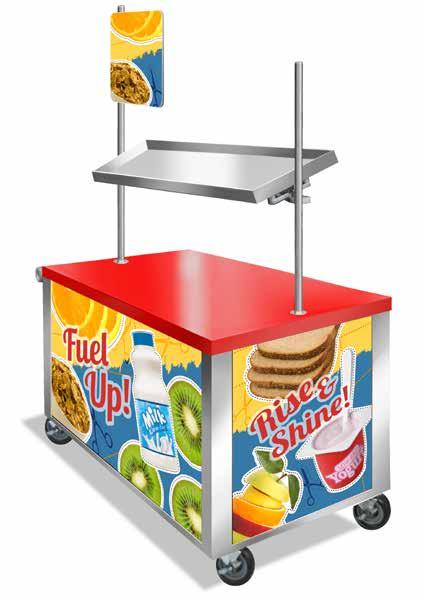 Portable Breakfast Cart Moveable for easy transportation, the new Portable Breakfast Cart will be a favorite stop for students in the hallway or classroom.
