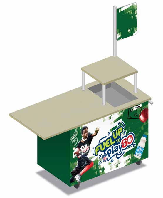 Kiosk Moveable with lockable casters, cashier area and handles for moving included, open back with white interior & one