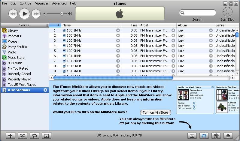 Check whether the playlist iluv Stations exists under Source of itunes. You can find the Source column in the left side of itunes.